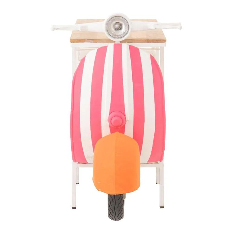Scooter Bar Cabinet - Orange and Pink - Striped - Metal