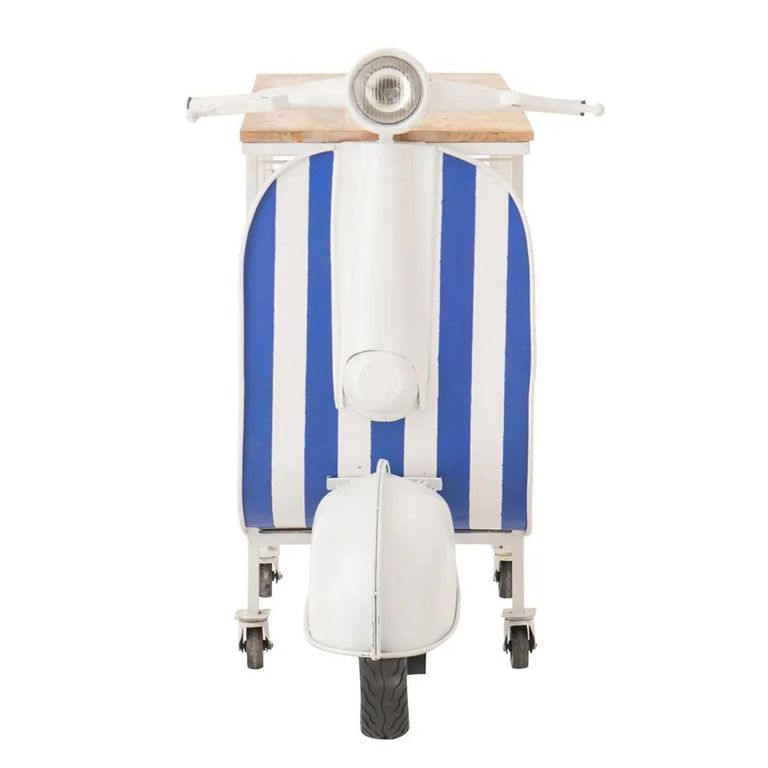 Scooter Bar Cabinet - Blue and White - Striped - Metal