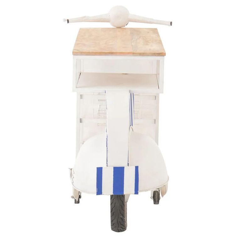 Scooter Bar Cabinet - Blue and White - Striped - Metal