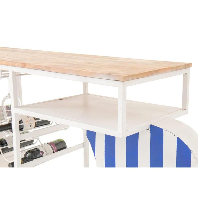 Scooter Bar Cabinet - Blue and White - Striped - Metal