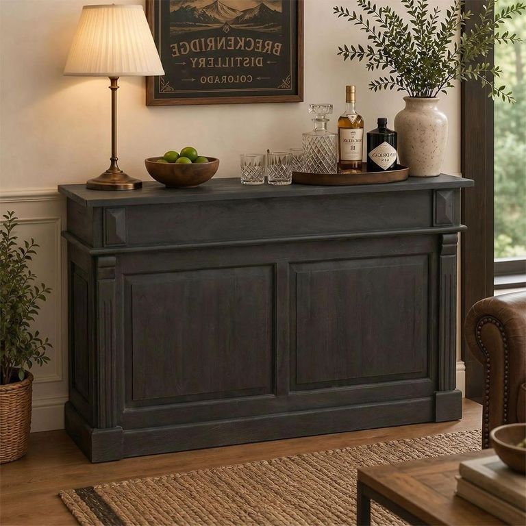 Bar Cabinet - 2 Drawer - Black - Mango Wood