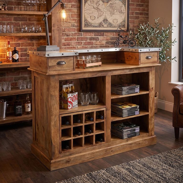 Mango Wood 2 Drawer Bar Counter