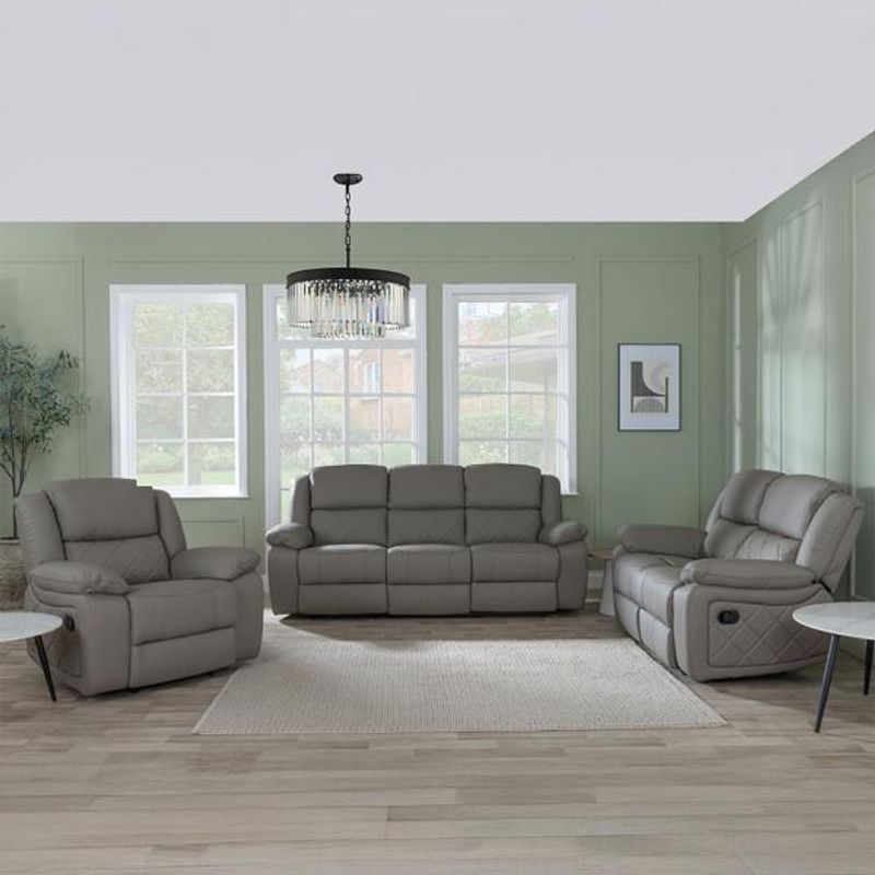 Humz Bentley Light Grey Leather Sofa