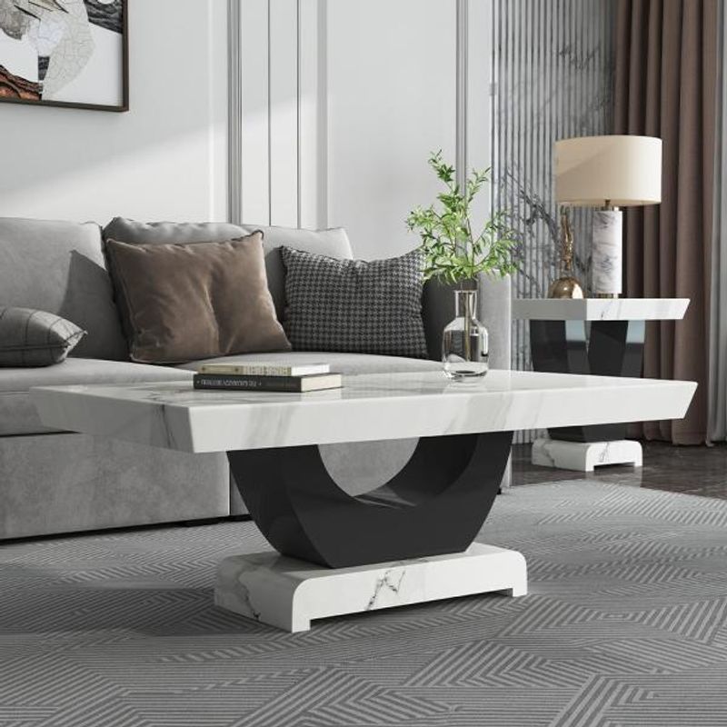 Humz Madrid White Marble and Black High Gloss