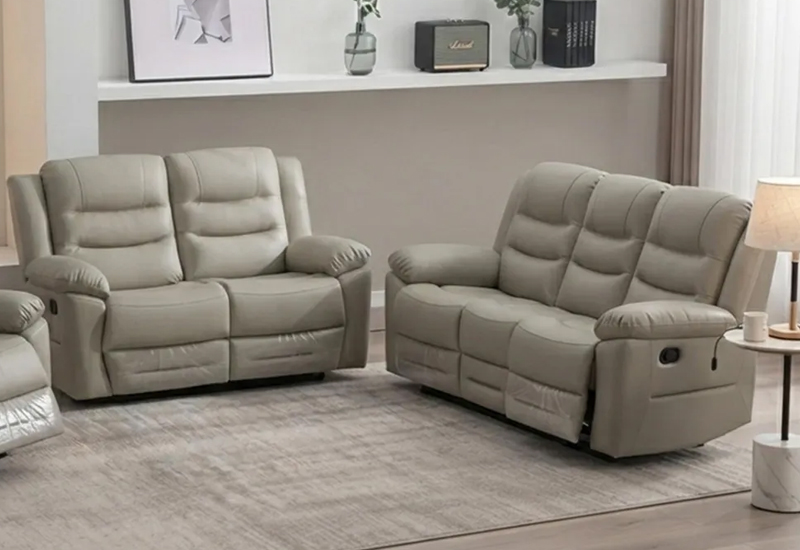 Humz Alexandra Warm Grey Leather Sofa furniture collection