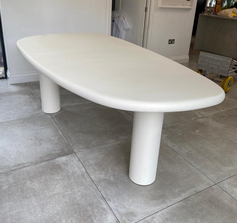 Bloomstone White Lime Plaster 8 Seater Pedestal Dining Table