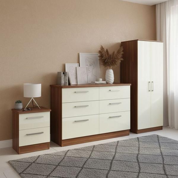 Welcome Knightsbridge High Gloss Cream and Noche Walnut furniture collection