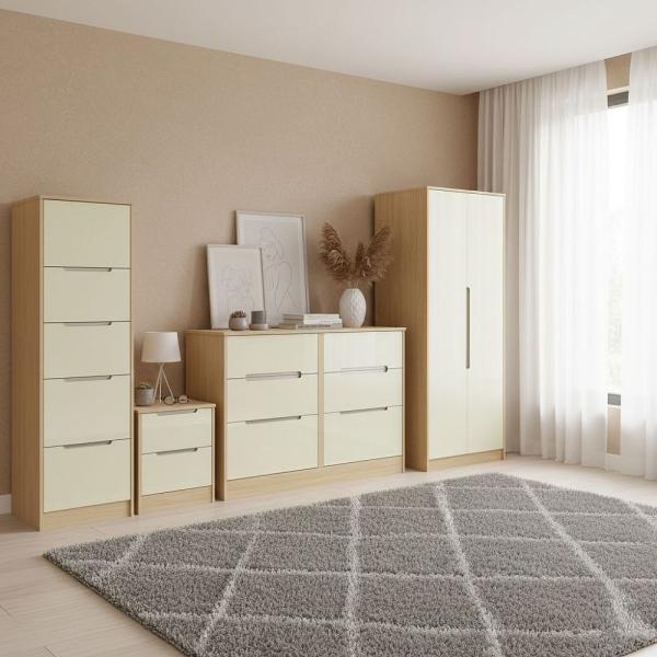 Welcome Monaco High Gloss Cream and Light Oak furniture collection