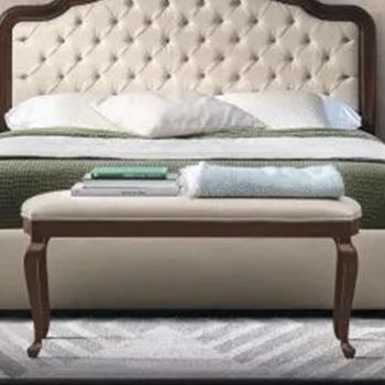 Verdi Italian Antique Walnut Padded French Style Bench