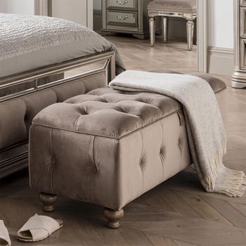 Jessica Ottoman Storage Taupe Velvet Foot Stool