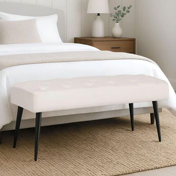 Selia Beige Tufted Fabric Bedroom Bench