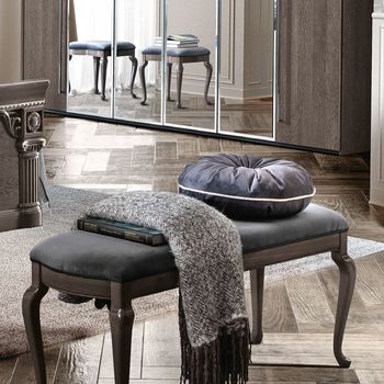 Nabucco Italian Silver Birch and Blue Padded Bench