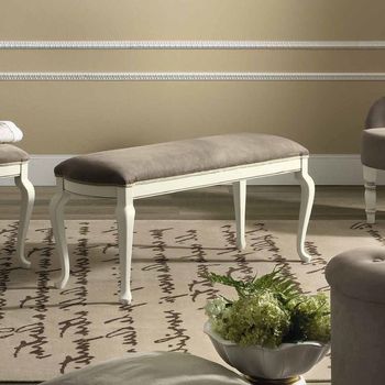 Nostalgia Italian Bianco Antico Leather Padded Bench