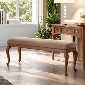 Giotto Italian Walnut Wood and Miraglio Fabric Padded Bench