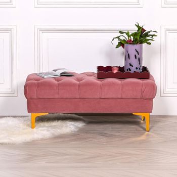 Tufted Pink Velvet Ottoman Bench