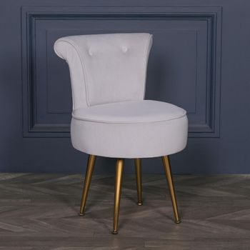 Light Grey Velvet Roll Back Bedroom Chair