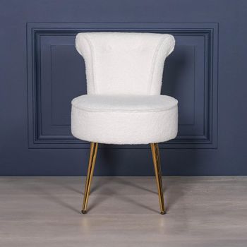White Boucle Fabric Bedroom Chair