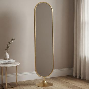 Moya Floor Gold Metal Oval Mirror - 40cm x 170cm