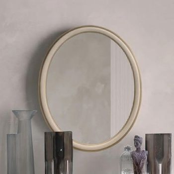 Verdi Italian Ivory French Style Oval Wall Mirror