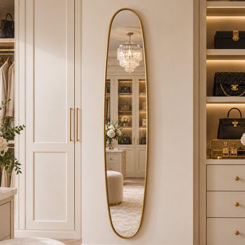 Blair Champagne Oval Wall Mirror - 36cm x 137.5cm