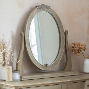 Camille Oval Gallery Grey Oak Mirror