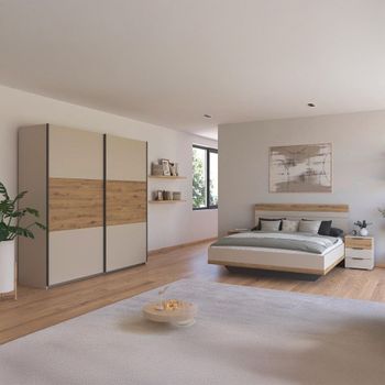Sajo Champagne and Artisan Oak 180cm Bedroom Set with Wardrobe