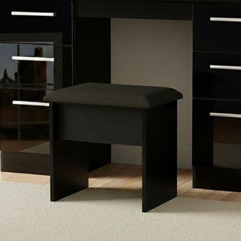Knightsbridge Padded Black Gloss Dressing Stool