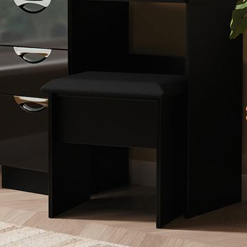 Camden Black Gloss Padded Dressing Stool