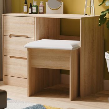 Monaco Light Oak Padded Dressing Stool