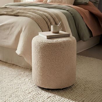 Ben Round Stool Cologne Mink Boucle Fabric Beige