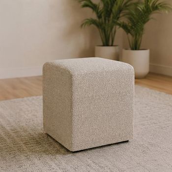 Ben Square Stool Cologne Dove Boucle Fabric