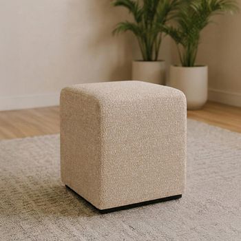 Ben Square Stool Cologne Mink Boucle Fabric Beige