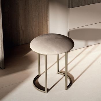 Essenza Italian Grey Fabric and Metal Round Stool