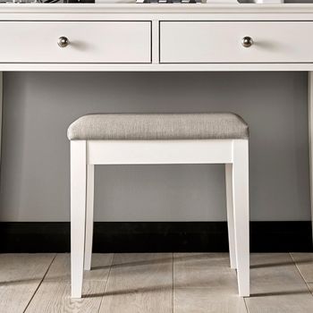 Ashby White Stool Pebble Grey Fabric