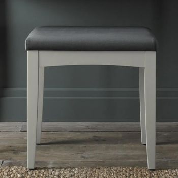 Whitby Soft Grey Velvet Stool Gun Metal