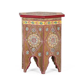 Biella Stool Painted Hexagon Style Mango Wood