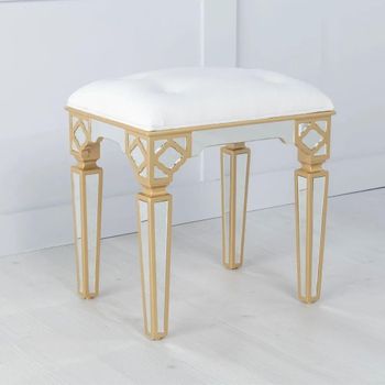 Clearance - Casablanca Mirrored Stool Gold Trim