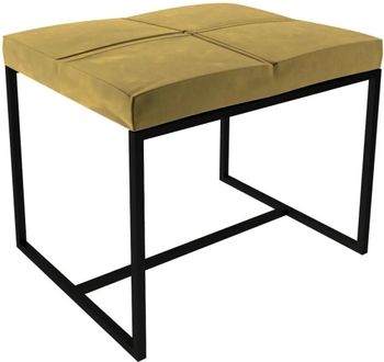 Clearance - Federico Mustard Velvet Upholstered Small Stool with Black Metal Frame - FSS12618