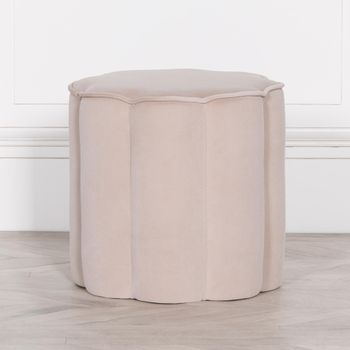 Natural Velvet Round Stool