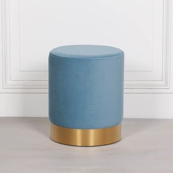 Round Stool Ocean Blue Velvet