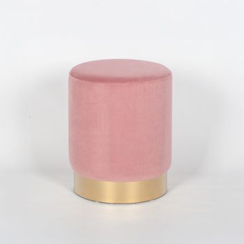 Pink Velvet Round Stool