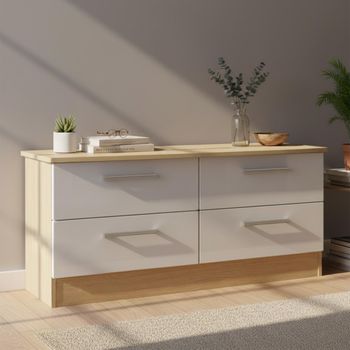 Knightsbridge White Gloss and Light Oak Bed Box