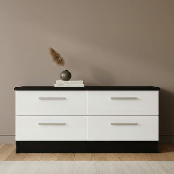 Knightsbridge White Gloss and Black Bed Box