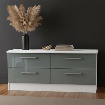 Knightsbridge Grey Gloss and White Bed Box