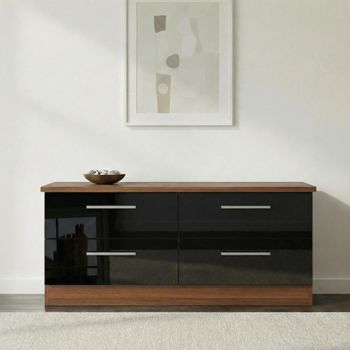 Knightsbridge Black Gloss and Walnut Bed Box