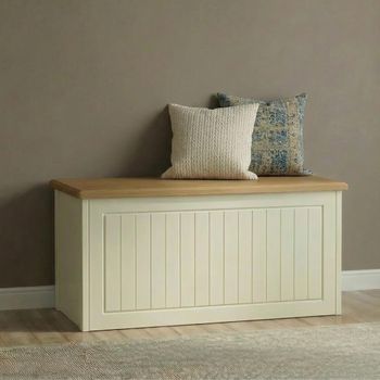 Warwick Cream and Oak Blanket Box