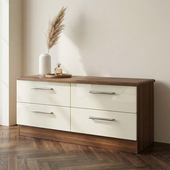 Knightsbridge Cream Gloss and Walnut Bed Box