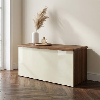 Knightsbridge Cream Gloss and Walnut Blanket Box