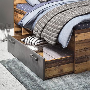 Brooklyn Underbed Drawer Rustic Laminated Board Walnut and Dark Matera Grey
