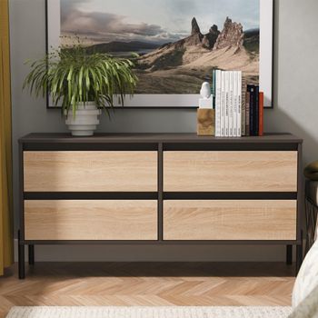 Leona Bardolino Oak and Graphite 4 Drawer Bed Box